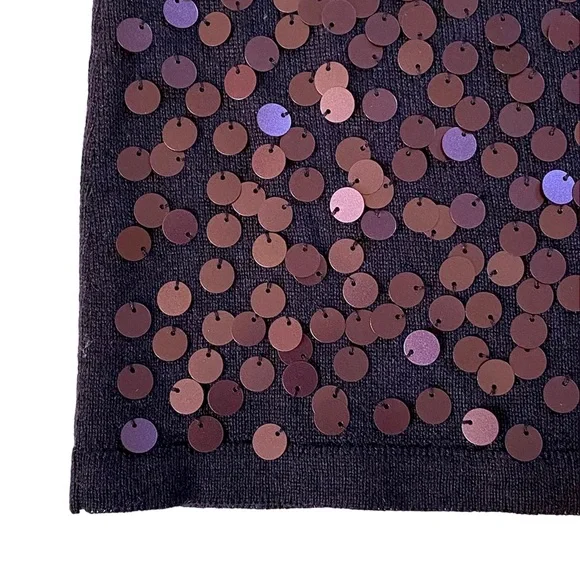 EILEEN FISHER 100% BLACK MERINO WOOL & PURPLE SEQUIN TOP SIZE LARGE - Picture 12 of 16